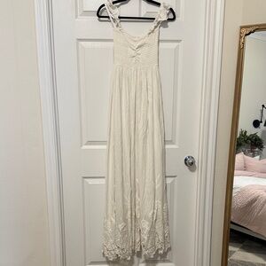 Plum Pretty Sugar Ivory Maxi Dress Lace Detail XS/S | Bridal | Maternity